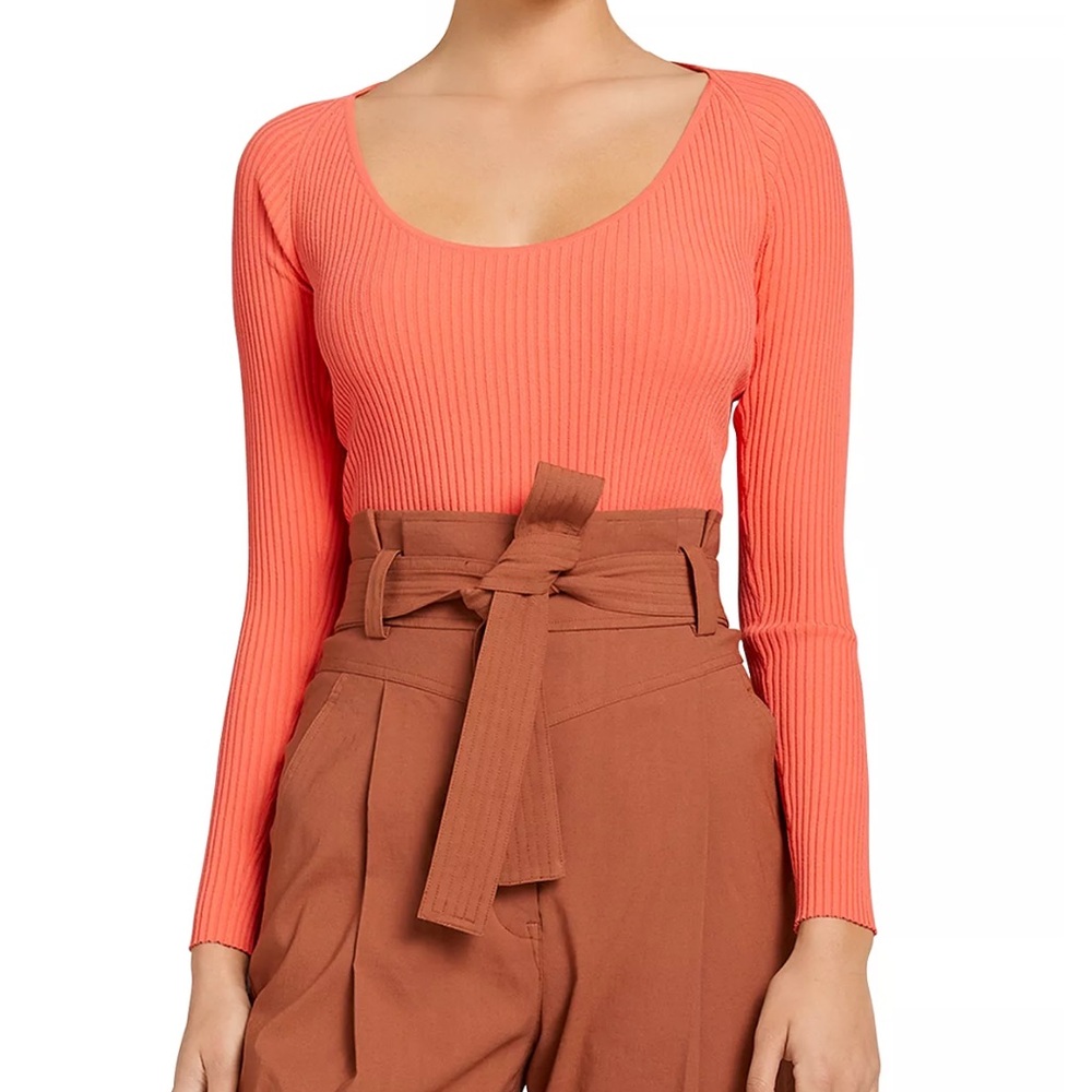 A.L.C. Brendan Ribbed Scoop Neck Top peach‎ color